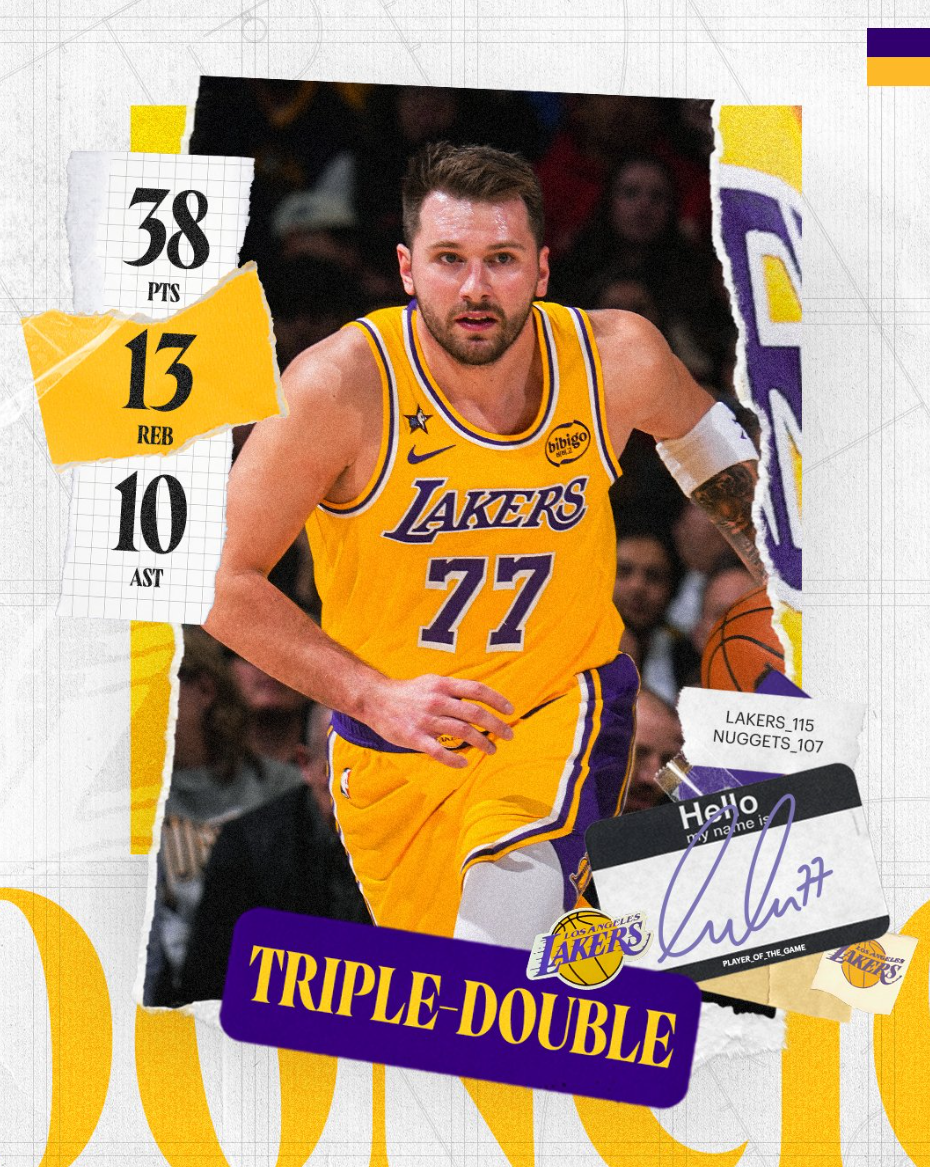 PG电子游戏-轰38+13+10创纪录!湖蜜高呼东契奇世界最强 詹姆斯:向他致敬